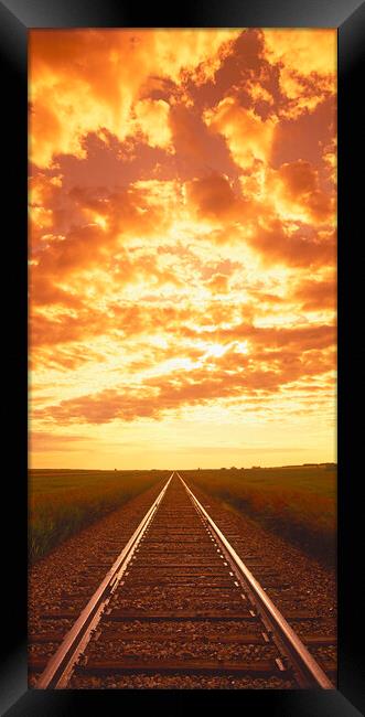 Sunrise Over Railway Panoramic Framed Print by Dave Reede