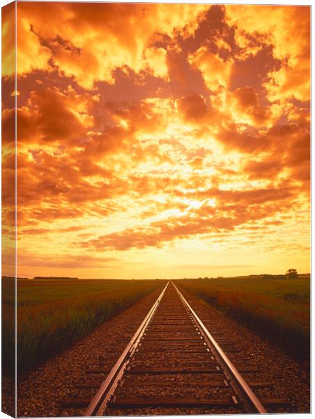 Sunrise Over Railway Canvas Print by Dave Reede
