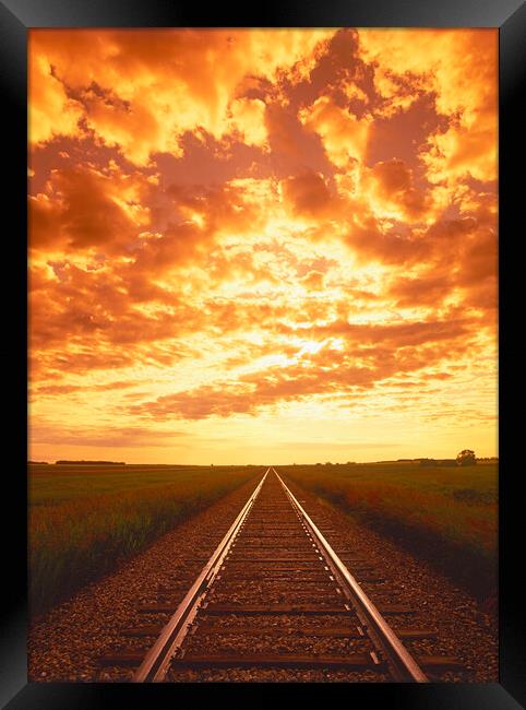 Sunrise Over Railway Framed Print by Dave Reede