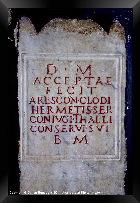 Roman tablet Framed Print by Darren Burroughs