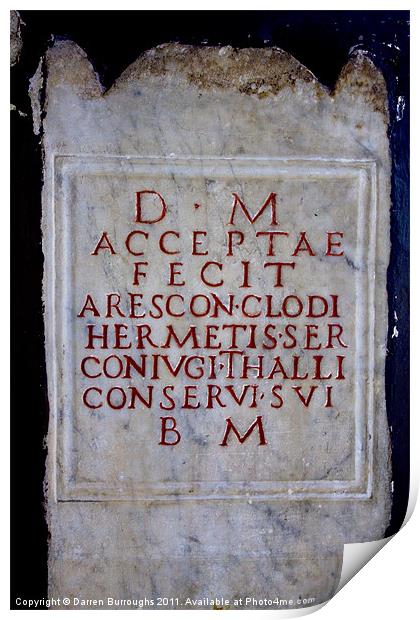 Roman tablet Print by Darren Burroughs