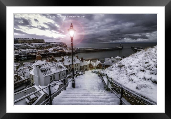Whitby in a snowy winter Framed Mounted Print by Derrick Fox Lomax