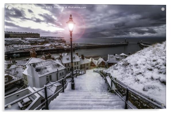 Whitby in a snowy winter Acrylic by Derrick Fox Lomax