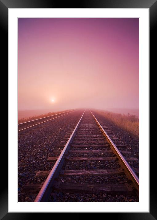 railway in the mist Framed Mounted Print by Dave Reede