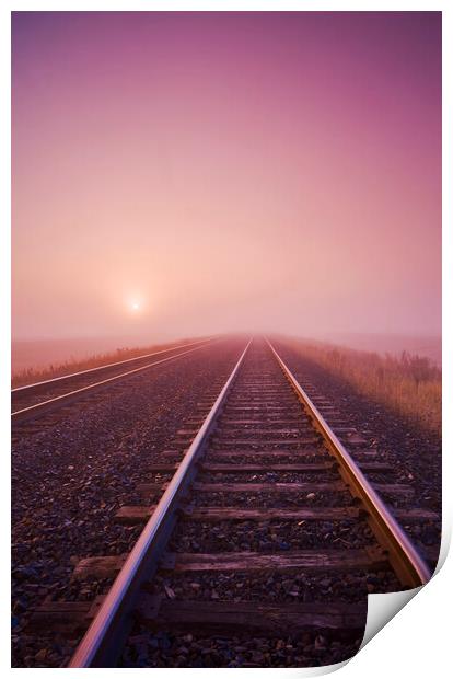 railway in the mist Print by Dave Reede