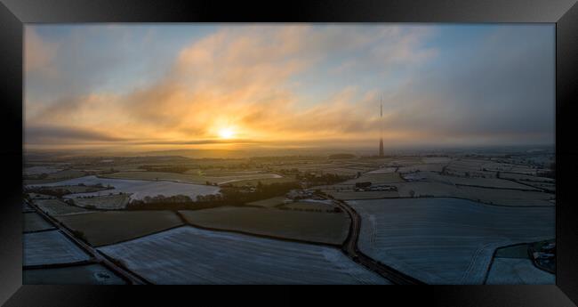 Emley Moor Winters Morning Framed Print by Apollo Aerial Photography