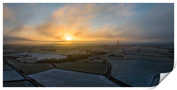 Emley Moor Winters Morning Print by Apollo Aerial Photography