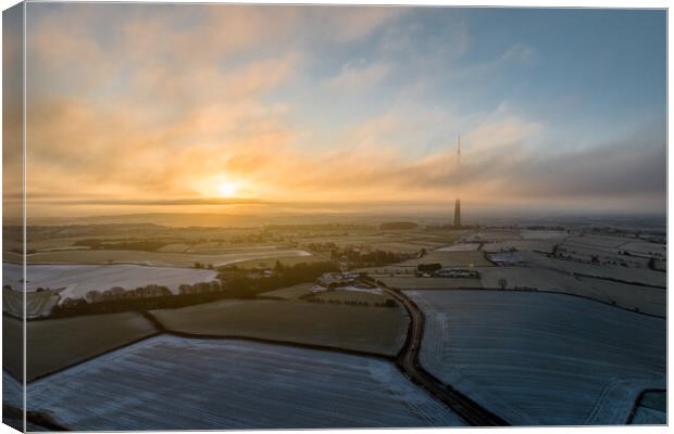 Emley Moor In the Cold Canvas Print by Apollo Aerial Photography