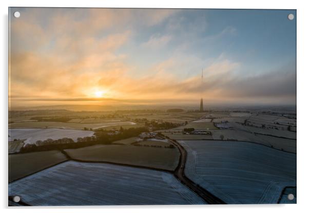 Emley Moor In the Cold Acrylic by Apollo Aerial Photography
