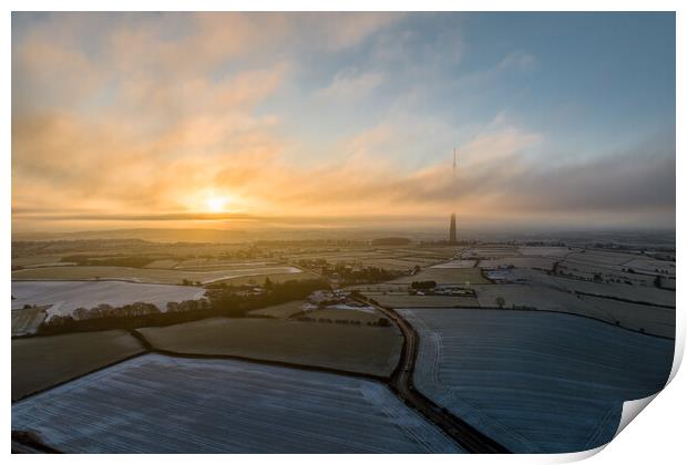 Emley Moor In the Cold Print by Apollo Aerial Photography