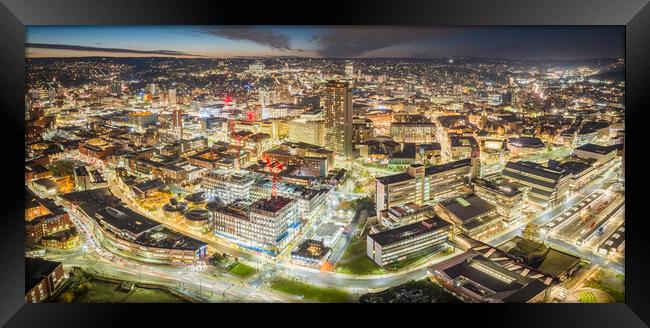 Sheffield Night Cityscape Framed Print by Apollo Aerial Photography