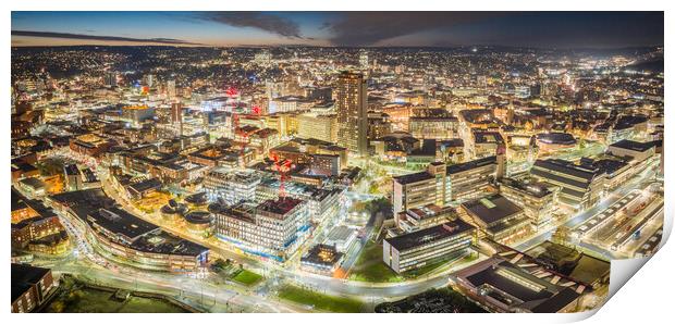 Sheffield Night Cityscape Print by Apollo Aerial Photography