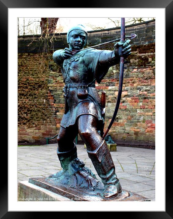 Robin Hood Statue, Nottingham Framed Mounted Print by john hill