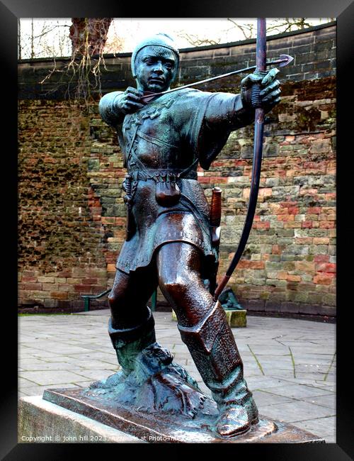 Robin Hood Statue, Nottingham Framed Print by john hill