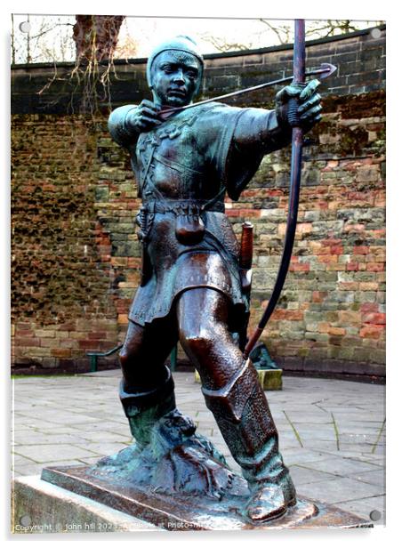 Robin Hood Statue, Nottingham Acrylic by john hill