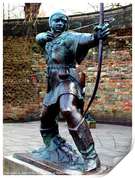 Robin Hood Statue, Nottingham Print by john hill