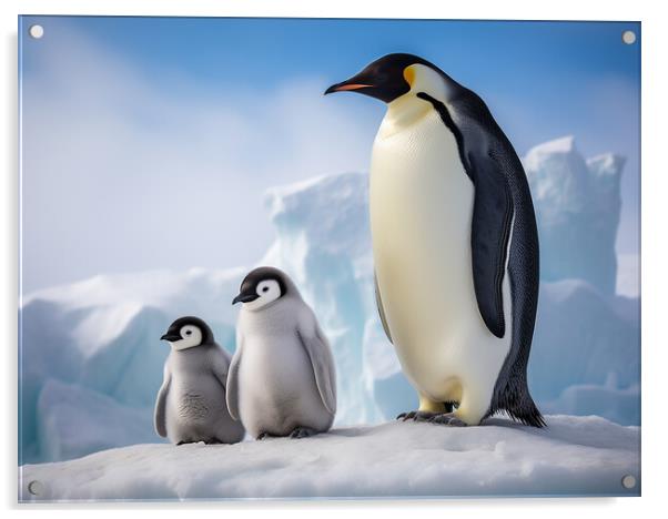 Emperor Penguins Acrylic by Steve Smith
