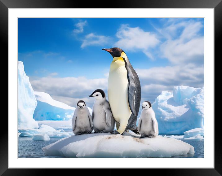 Emperor Penguins Framed Mounted Print by Steve Smith