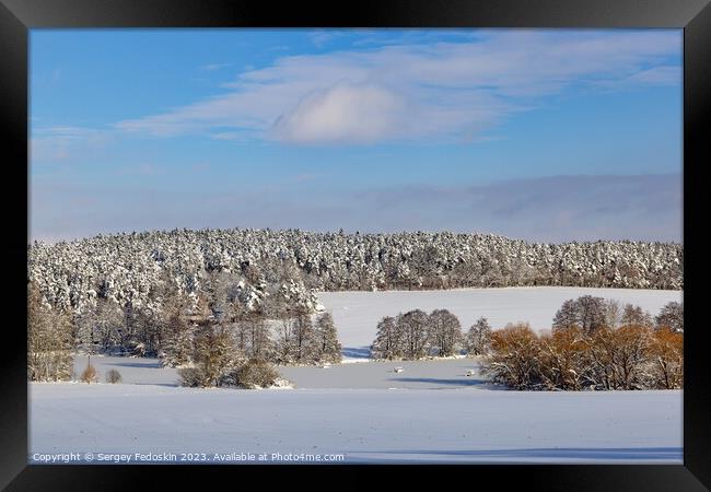 Countryside after heavy snowfall in central Europe Framed Print by Sergey Fedoskin