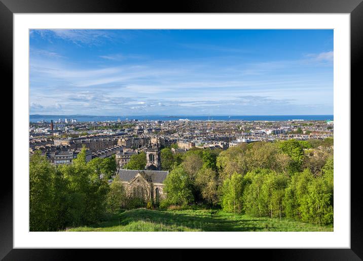 Edinburgh Cityscape With Leith District Framed Mounted Print by Artur Bogacki