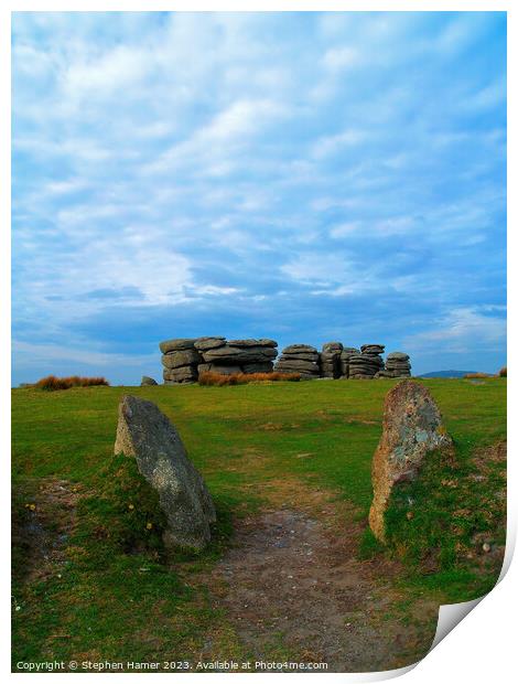 Combestone Tor Print by Stephen Hamer