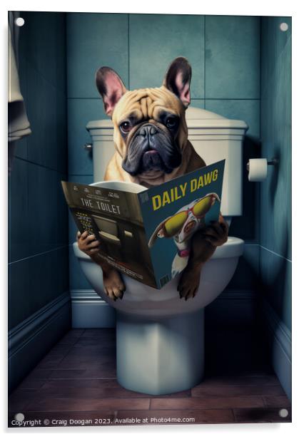 Funny French Bulldog on the Loo Acrylic by Craig Doogan