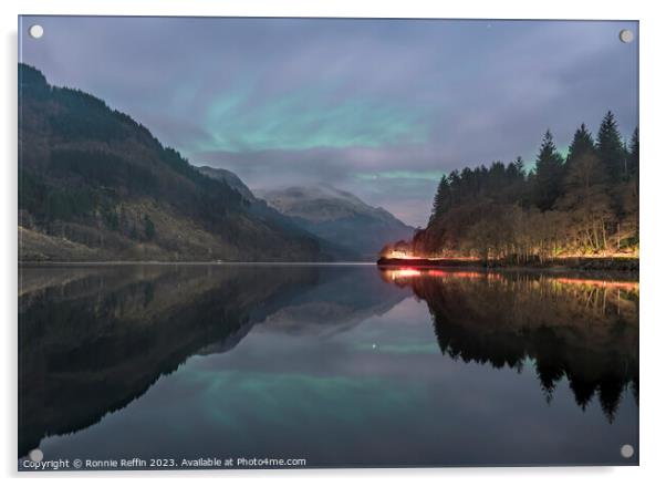 Loch Eck Aurora With Traveller Acrylic by Ronnie Reffin