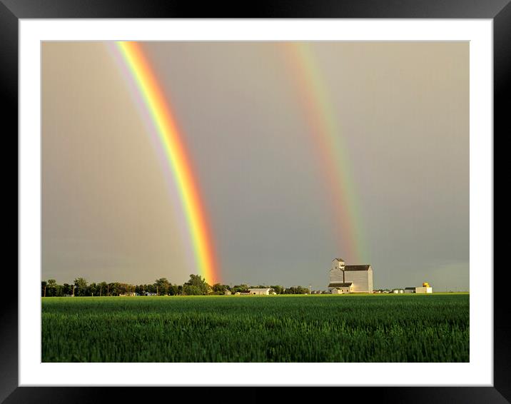 Rainbow Over Grain Elevator Framed Mounted Print by Dave Reede