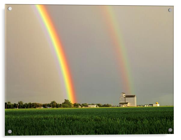 Rainbow Over Grain Elevator Acrylic by Dave Reede