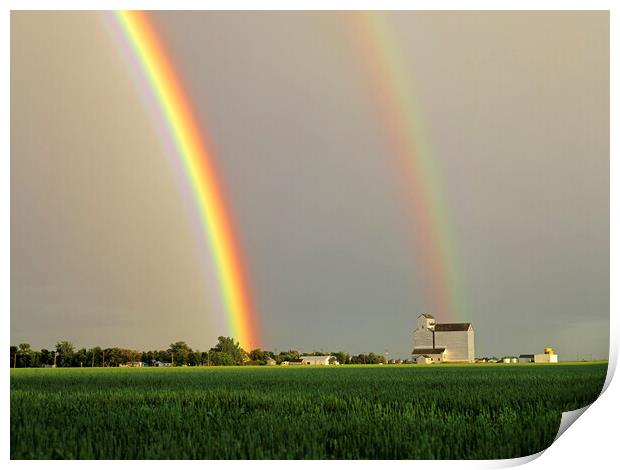 Rainbow Over Grain Elevator Print by Dave Reede