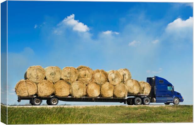 Trucking the Bales Canvas Print by Dave Reede