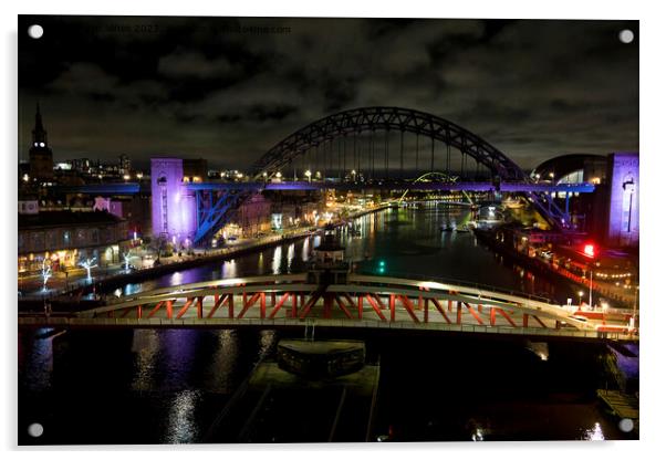 The River Tyne at Night Acrylic by Jim Jones