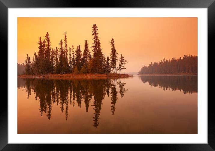 Gull Lake Reflection Framed Mounted Print by Dave Reede