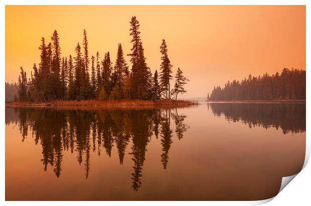 Gull Lake Reflection Print by Dave Reede