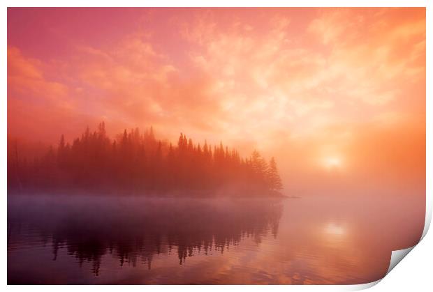 Sunrise Over Misty Lake  Print by Dave Reede