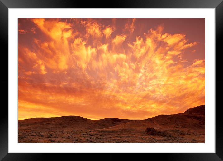 Sunset Over the Badlands Framed Mounted Print by Dave Reede