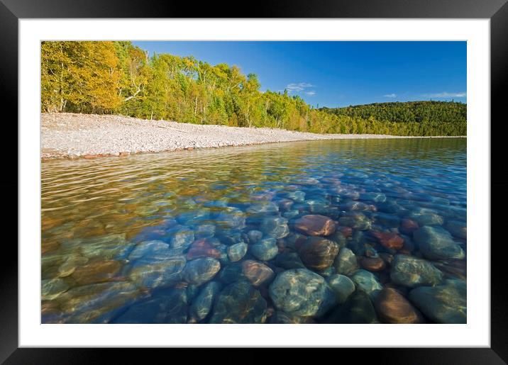 Weathered Rocks Along Lake Framed Mounted Print by Dave Reede