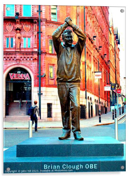 Brian Clough statue., Nottingham. Acrylic by john hill