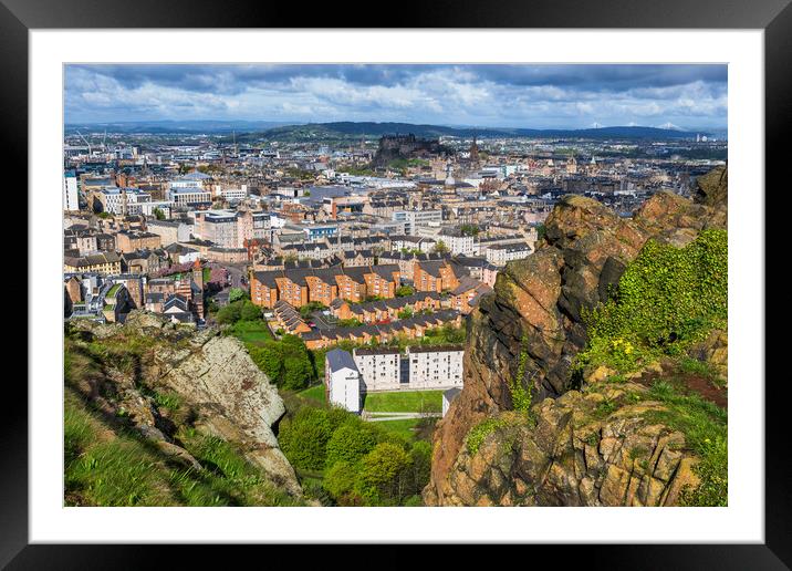 City Of Edinburgh From Above Framed Mounted Print by Artur Bogacki