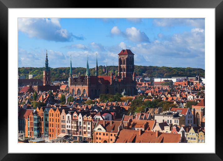 Gdansk Old Town Cityscape In Poland Framed Mounted Print by Artur Bogacki
