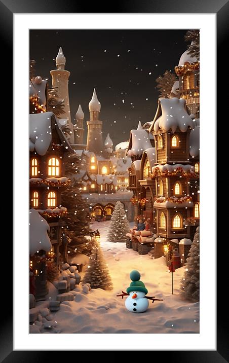 Snowman at Christmas  Framed Mounted Print by CC Designs