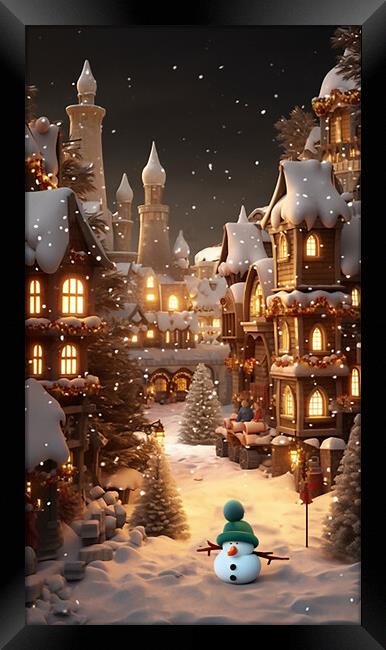 Snowman at Christmas  Framed Print by CC Designs