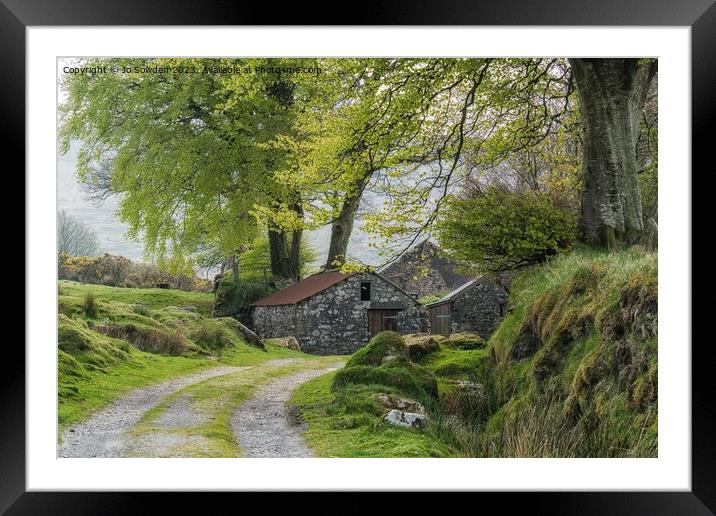 Traditional Dartmoor stone cottage Framed Mounted Print by Jo Sowden