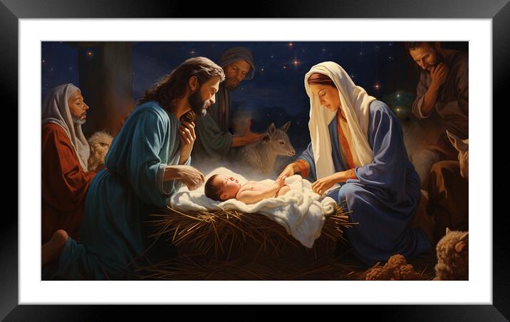 The Birth of Christ Framed Mounted Print by CC Designs