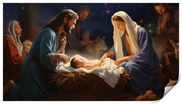 The Birth of Christ Print by CC Designs