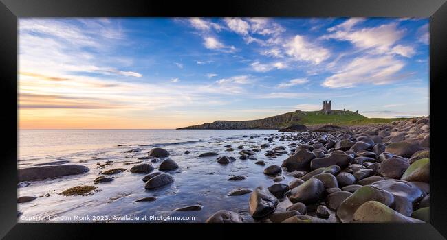 Dunstanburgh Castle Sunrise, Northumberland Framed Print by Jim Monk