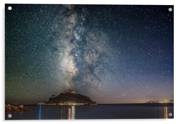 St Michaels mount Cornwall, under the stars Acrylic by kathy white