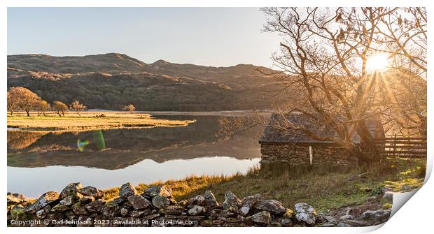 Reflection views around Snowdonia lakes in winter  Print by Gail Johnson