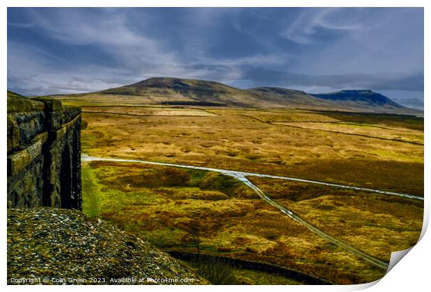 Ingleborough Peak and the Ribblehead Valley Print by Colin Green