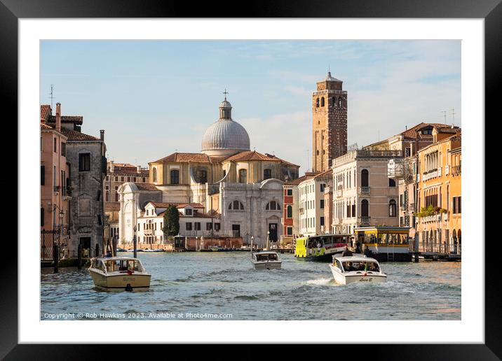 Venitian Canal traffic  Framed Mounted Print by Rob Hawkins